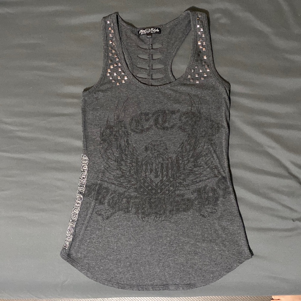 Metal Mulisha Grey Tank with Studs